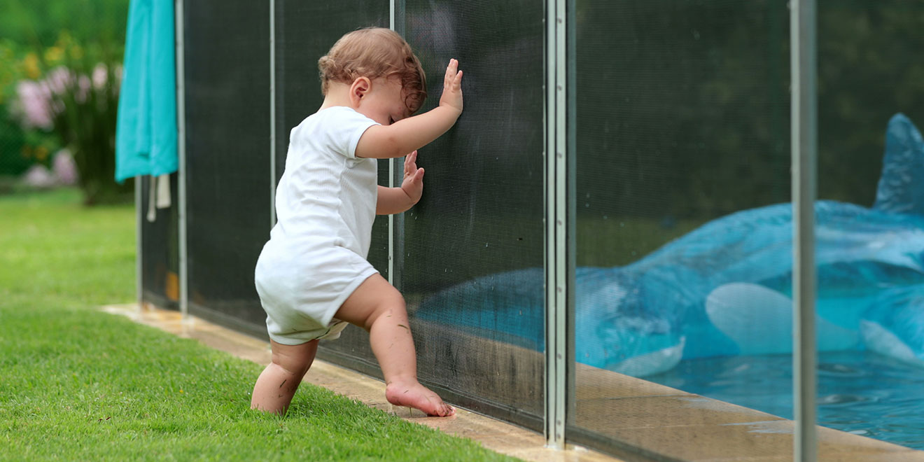 Pool safety fence protecting children and pets